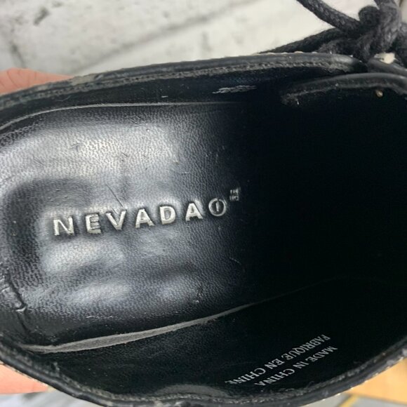 Vintage Y2K Nevada Chunky Heel Platform Mules 5 Black Leather Slip On Shoes 90s - Picture 12 of 13